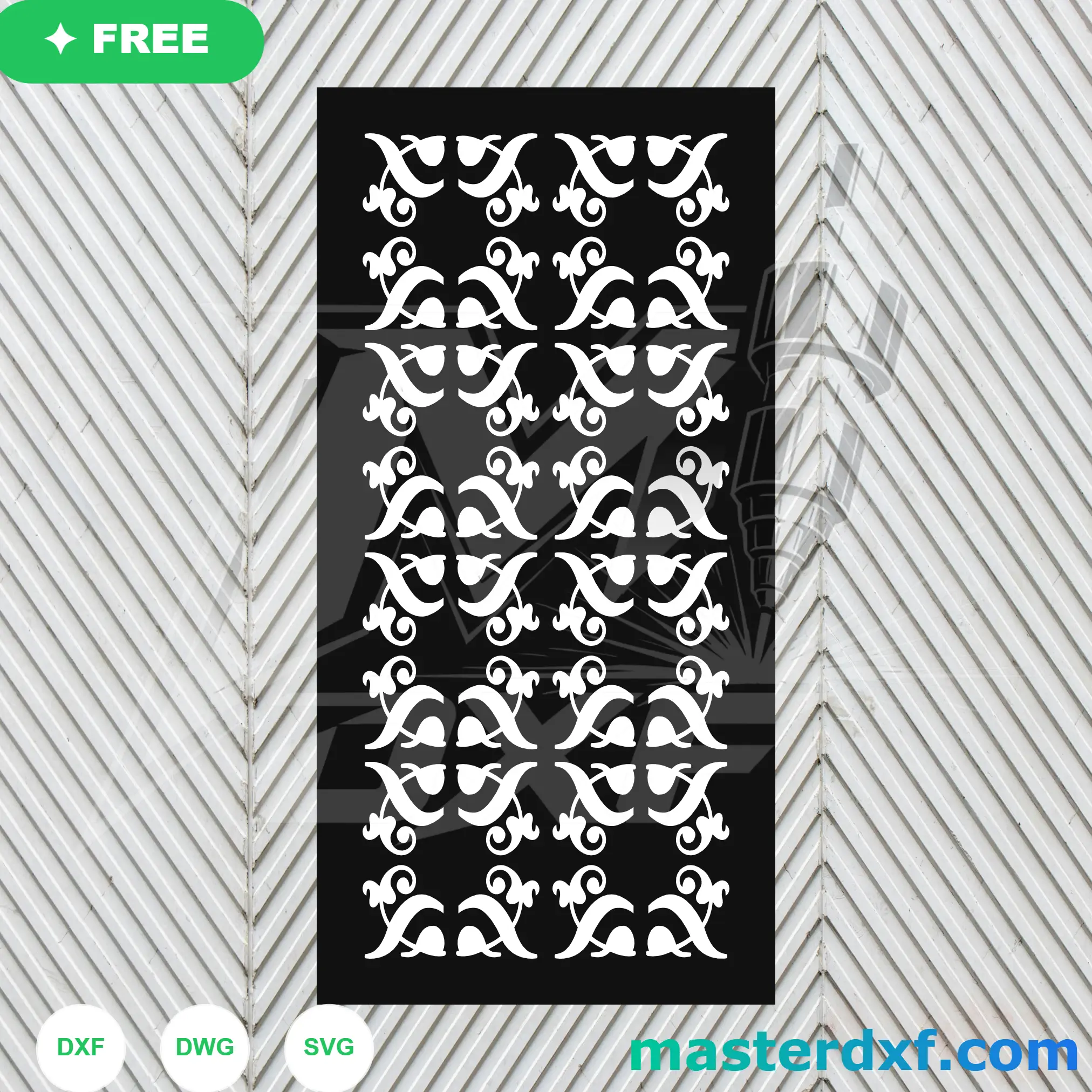 Wave Leaf Tile DXF Pattern for Contemporary Wall Screens DXF File
